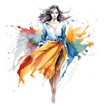 Watercolor fashion illustration isolated png