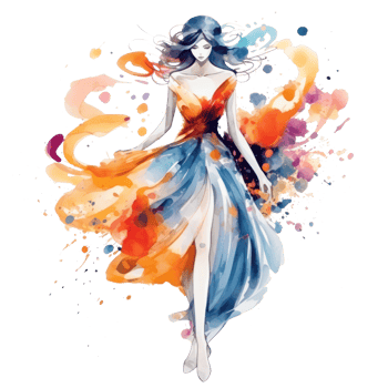 Watercolor fashion illustration isolated png