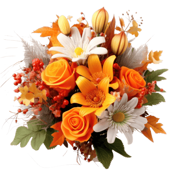 Autumn flowers bouquet isolated png