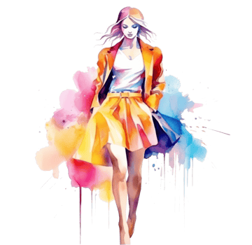 Watercolor fashion illustration isolated png