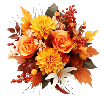 Autumn flowers bouquet isolated png