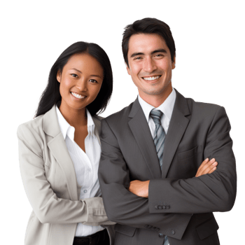 Happy multi ethnic business couple isolated png