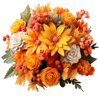 Autumn flowers bouquet isolated png