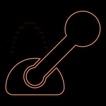 Neon lever control concept clutch switch on off gearshift transmission gear stick automatic technology red color vector illustration image flat style