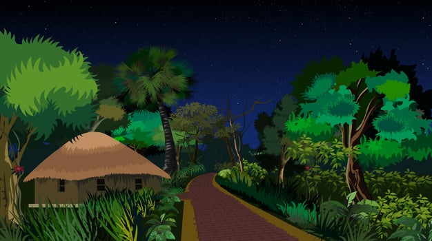 Red Brick Garden Road Landscape vector