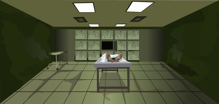 Morgue Indoor with Deadbody Autopsy Room vector
