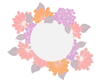 Hydrangea and Aster Hand Drawn Flower vector