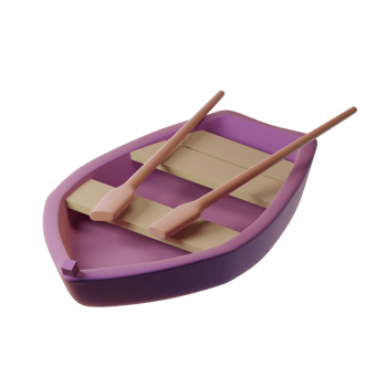 a purple boat with two wooden paddles png
