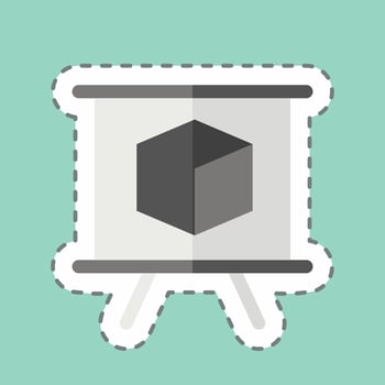 Sticker line cut 3D Presentation. related to 3D Visualization symbol. simple design editable. simple illustration vector
