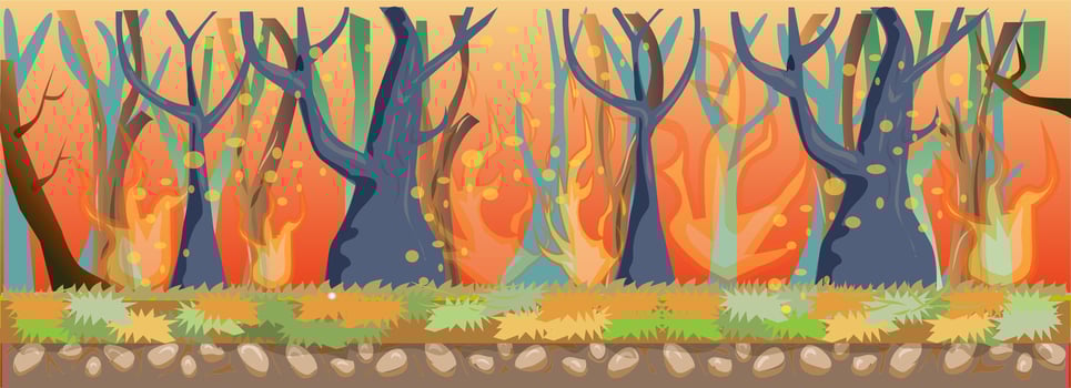 Forest on Fire Game Background vector