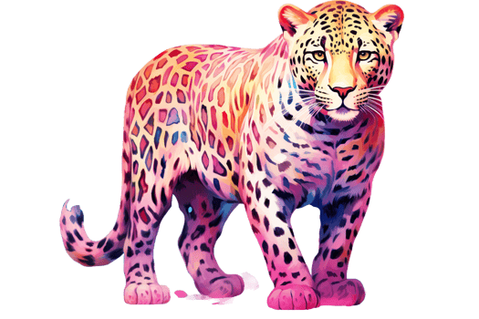 a watercolor leopard on transparent background png