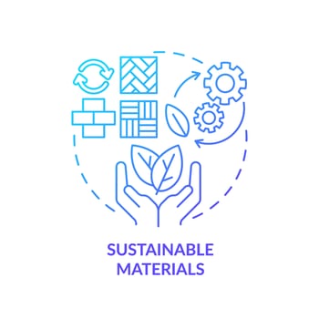 Blue gradient sustainable materials icon concept, isolated vector, sustainable office thin line illustration. vector