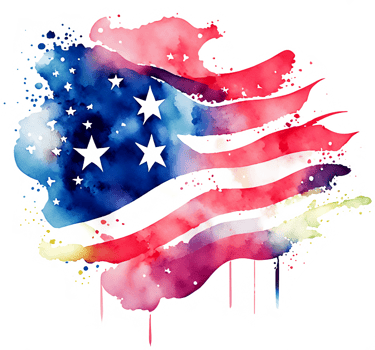 Watercolor Patriotic American Flag Splash AI Generative png