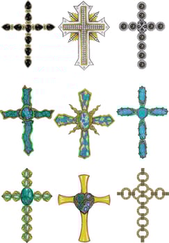 Jewelry design fancy cross hand drawing and painting make graphic vector. vector