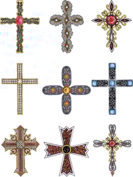 Jewelry design fancy cross hand drawing and painting make graphic vector. vector