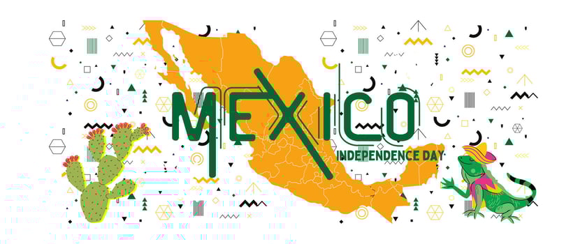Mexico national day banner for independence day anniversary. Flag of Mexico and modern geometric retro abstract design vector
