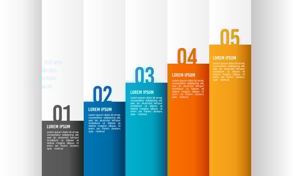 Infographic bar chart 5 steps business growth presentation. Vector illustration.