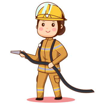 Cute Cartoon Female Firefighter Character png