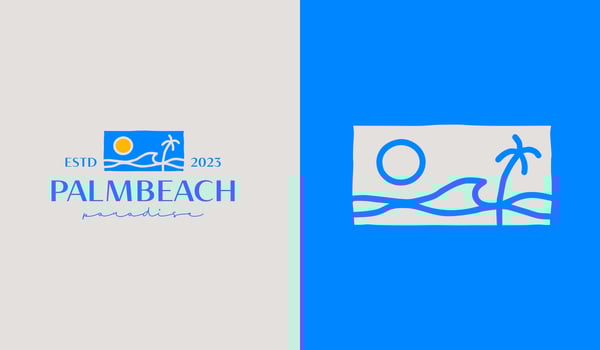 Palm Tree Beach Logo Template. Universal creative premium symbol. Vector illustration. Creative Minimal design template. Symbol for Corporate Business Identity