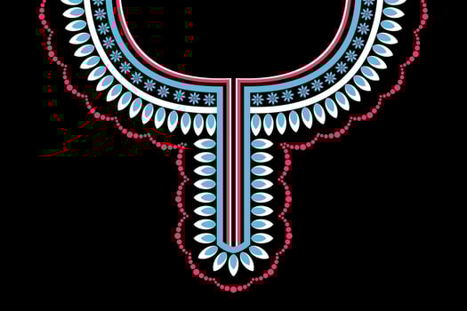 Beautiful ethnic collar lace oriental pattern traditional on black background. Aztec style embroidery abstract vector illustration. Designs for fashion texture, fabric, fashion women, shirt, clothes