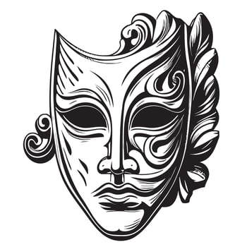 Theatricalmask hand drawn engraving style sketch Vector illustration Festival