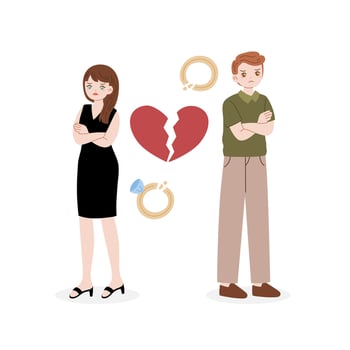 illustrations of unhappy divorce family vector