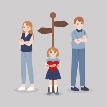 illustrations of unhappy divorce family vector