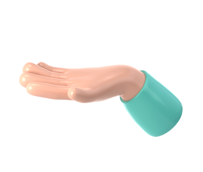 Cute cartoon hand 3D open palm icon. Rendering hand take, giving, holding something. Friendly funny style isolated transparent png. Hand gesture illustration png