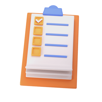 3d white clipboard icon task management todo check list on orange plane background. Work project plan concept, isolated transparent png, posting plan. productivity checklist png