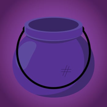 Witch cauldron on  dark background, traditional Halloween design element. vector
