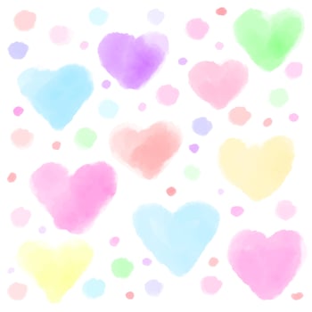 Watercolor painted pink heart on white background , vector