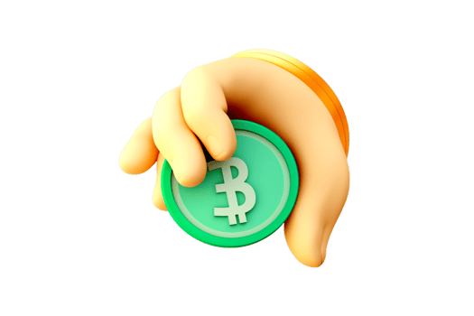 3d hand bitcoin holding a bitcoin, 3d rendering png
