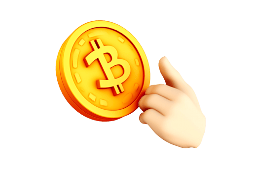 hand bitcoin holding a bitcoin 3d rendering png