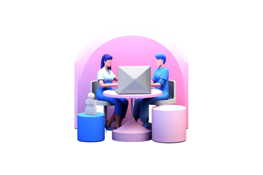 3d rendering of two women talking on a computer, png