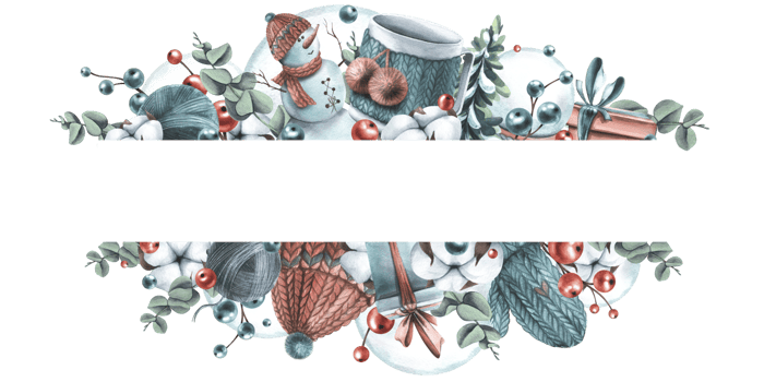 Winter, Christmas frame, pattern with knitted things, Christmas tree, snowman and plants. Hand drawn watercolor illustration for invitations, greetings, cards, announcements. png