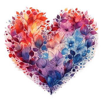 Watercolour Cut heart on autumn and the country png
