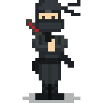 Pixel art cartoon ninja character png