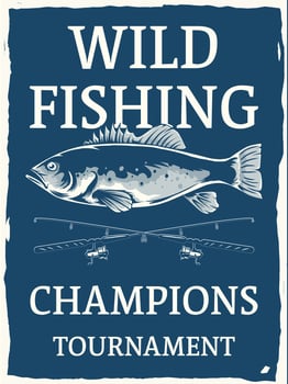 wild fishing champions tournament poster design vector