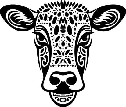 Cow, Black and White Vector illustration
