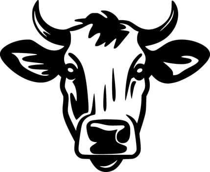 Cow - Black and White Isolated Icon - Vector illustration
