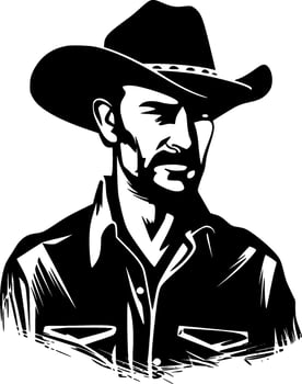 Cowboy - Black and White Isolated Icon - Vector illustration