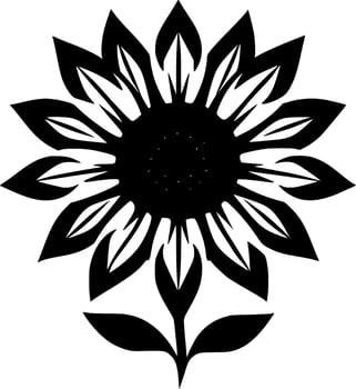 Flower - Black and White Isolated Icon - Vector illustration