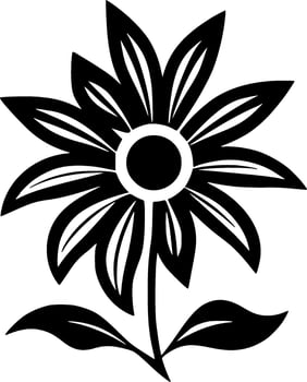 Flower, Black and White Vector illustration