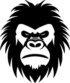Gorilla, Black and White Vector illustration