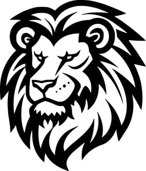 Lion, Black and White Vector illustration