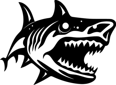 Shark - Black and White Isolated Icon - Vector illustration