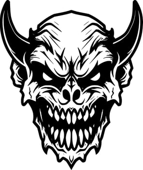 Skull, Black and White Vector illustration
