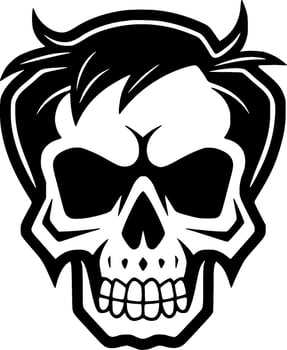 Skull, Black and White Vector illustration