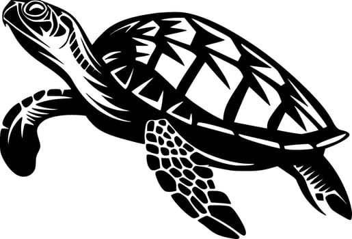 Turtle, Black and White Vector illustration