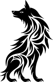 Wolf, Black and White Vector illustration
